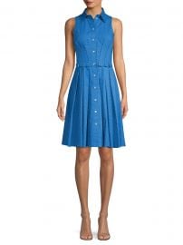 Michael Kors Collection - Sleeveless Pleated Polka-Dot Shirt Dress at Saks Fifth Avenue